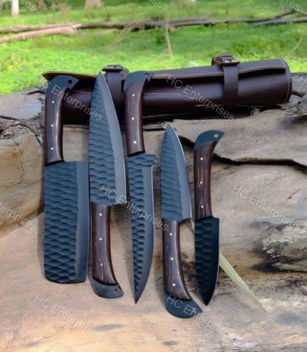 Professional Chef Knives Set with Leather Sheath - 5-Piece