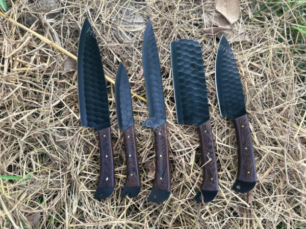 Professional Chef Knives Set with Leather Sheath - 5-Piece - Image 4