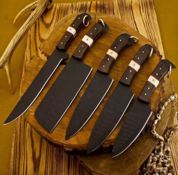 "Cutting Edge: 5-Piece Kitchen Knives Set with Leather Sheath"