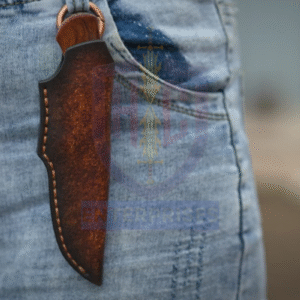 Compact Handmade D2 Knife with Leather Sheath – Unique Gift for Outdoorsmen