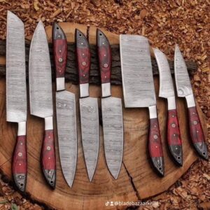 Premium Damascus Steel Chef Knives Set – Professional Kitchen Knife Collection with Ergonomic Handles for Home & Restaurant Use